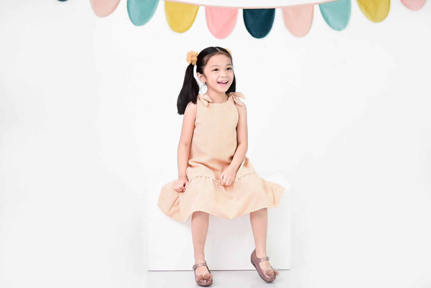 Poppy Dress in Yellow-Orange Gingham